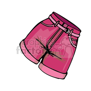 Illustration of pink shorts with a belt.