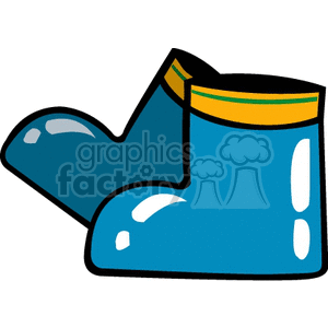 Clipart image of a pair of blue winter boots with a yellow trim.