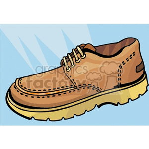 Clipart image of a brown casual shoe with detailed stitching and a thick sole.