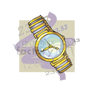 Gold Wristwatch with Time Concept Background