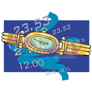 Image of a Gold Wristwatch Displaying Various Times