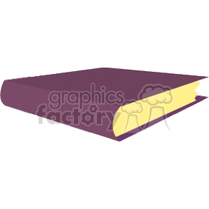 The image is a clipart of a single, closed book with a purple cover. The spine and pages of the book are visible.