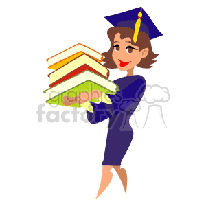 Cartoon Graduate Student with Books