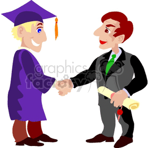 Cartoon student receiving a diploma