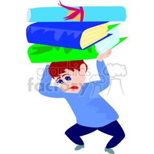 Cartoon student holding books and a diploma