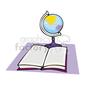 globe on a table with a book