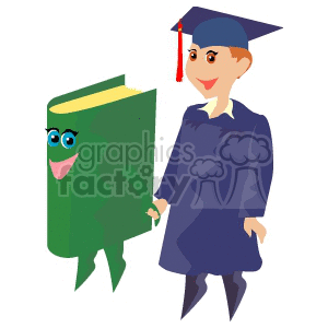 Graduation Cartoon: Student with Book