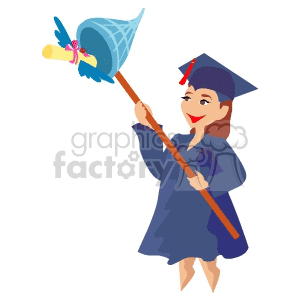 Graduation Student Catching Diploma