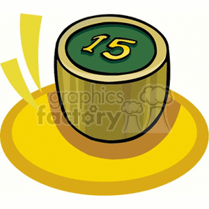 Clipart image of a lottery number token with the number 15.