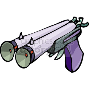 Clipart image of a toy dart gun with a colorful and playful design.