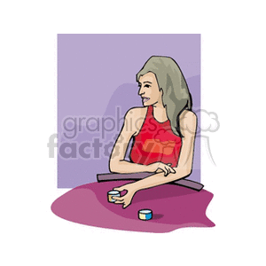 Casino Woman with Poker Chips