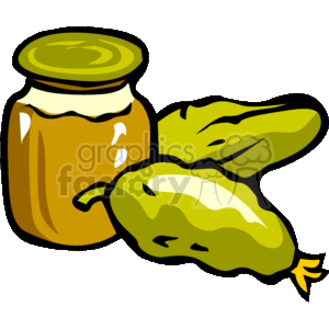 Cartoon Pickle Jar and Cucumbers