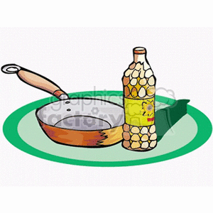 Frying Pan and Oil Bottle