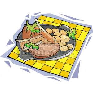 Meat and Potatoes on Plate