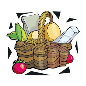 Colorful Basket of Vegetables and Groceries