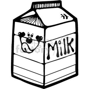   The clipart image shows a black and white milk carton with the words 