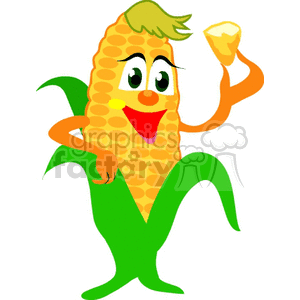 Playful Corn on the Cob Cartoon Character