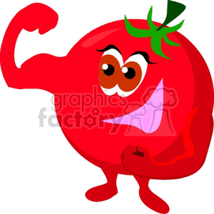 Smiling Strong Tomato Cartoon