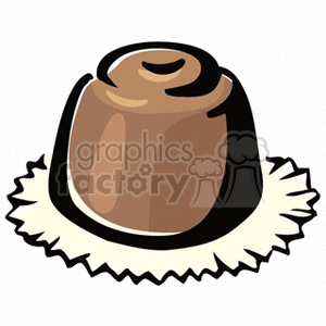 Clipart image of a brown cinnamon roll on a decorative paper base.