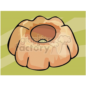 Illustration of a bundt cake on a green background.