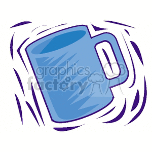 Clipart illustration of a blue mug with a handle, representing a beverage or drink.