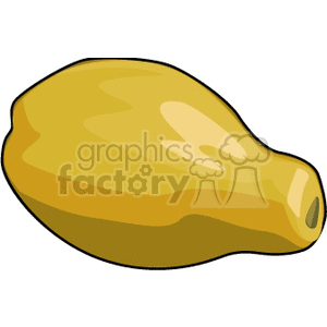 Clipart image of a golden-yellow pear with a smooth, reflective surface.