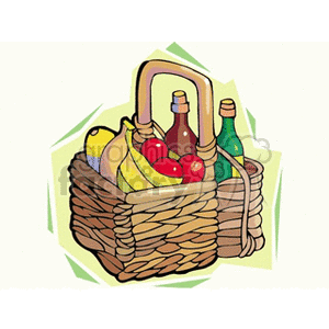 Fruit Basket with Bananas and Drinks