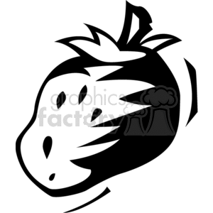 Black and white clipart illustration of a stylized strawberry.