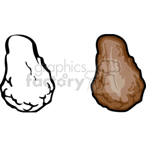 A clipart image featuring two cartoon-style pine nuts, one in black and white and the other in brown color.