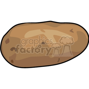 A simple clipart image of a brown potato with a few dark spots, featuring a smooth and slightly irregular shape.