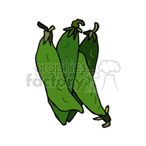A clipart image of three green pea pods.