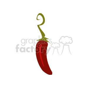 Clipart image of a red chili pepper with a green stem.