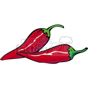 A clipart image of two red chili peppers with green stems.