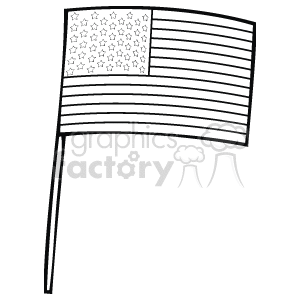   A black and white flag on a stick 