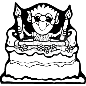 Happy Cartoon Troll Creature Celebrating with Birthday Cake