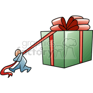 Man Pulling Large Christmas Gift Box