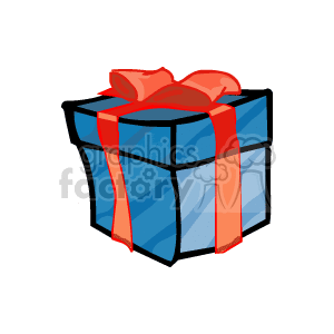 This clipart image features a blue gift box with a red ribbon and bow. The design gives off a festive, holiday vibe associated with Christmas or similar gift-giving occasions.