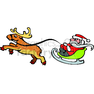 Santa Claus on Sleigh Pulled by Reindeer