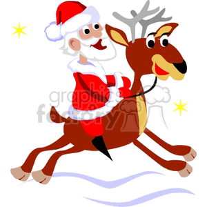 Santa Claus Riding Reindeer Christmas