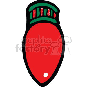 The clipart image features a single red Christmas light bulb with a green base decorated with red dots, commonly used as a holiday decoration.