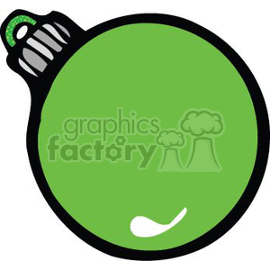 The image shows a green Christmas ornament, commonly known as a Christmas bulb. It is a simple clipart representation of a holiday decoration. The ornament is depicted with a green body and a silver or grey cap, typically used for hanging it on a Christmas tree.