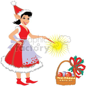 Magical Christmas Elf with Ornament Basket