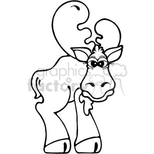 Black and White Cartoon Moose