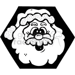   This clipart image shows a stylized black and white illustration of Santa Claus