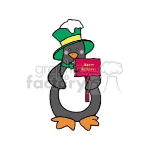 Cartoon Penguin with Holiday Greetings