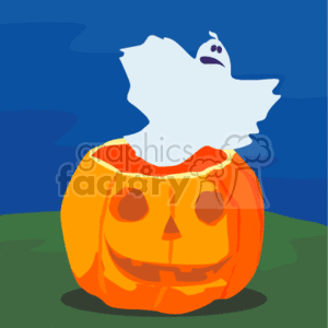 Ghost flying out of a pumpkin