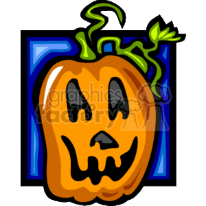   The image appears to be a colorful clipart illustration of a carved Halloween pumpkin, also known as a jack-o
