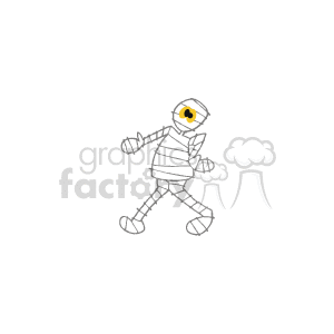 This clipart image features a mummy character in mid-dance pose, which relates to the themes of Halloween, holidays, costume parties, and festivities where people might dress up as mummies or other spooky figures.