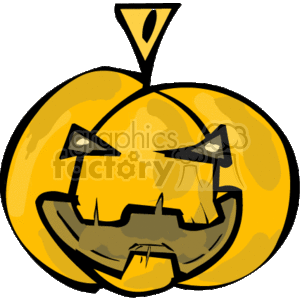   The image features a clipart illustration of a Halloween pumpkin. The pumpkin is designed with a menacing face typically associated with jack-o