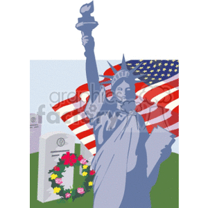 Memorial Day Tribute with Statue of Liberty and American Flag